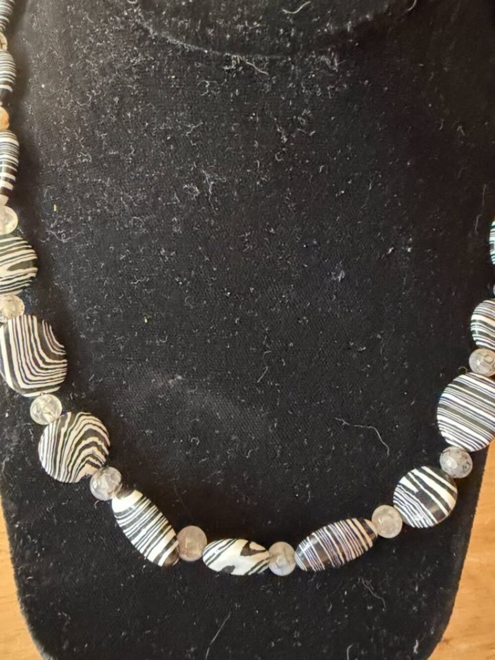 Black and White Striped Bead necklace